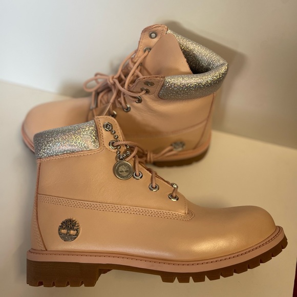 Womens Timberland 6" Metallic Collar Premium Boot - Cameo Rose / Silver - Picture 15 of 15